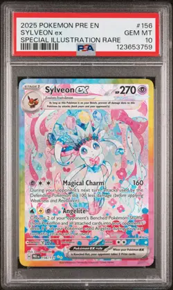 2025 POKEMON PRE EN-PRISMATIC EVOLUTIONS #156 SYLVEON EX PSA 10 - Image 1