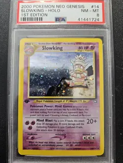 Pokemon PSA 8 1st Edition Neo Genesis Slowking Holo Rare SWIRL 14/111 NM-MINT - Image 1