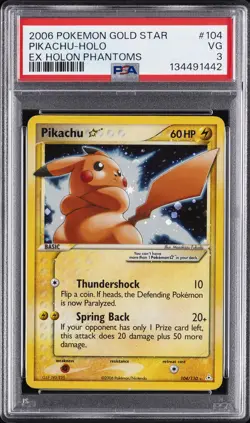 2006 POKEMON EX HOLON PHANTOMS GOLD STAR #104 PIKACHU-HOLO PSA 3 - Image 1