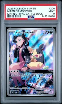 PSA MINT 9: 2025 Pokemon SVP EN-SV Black Star Promo #206 Marnie's Morpeko - Image 1