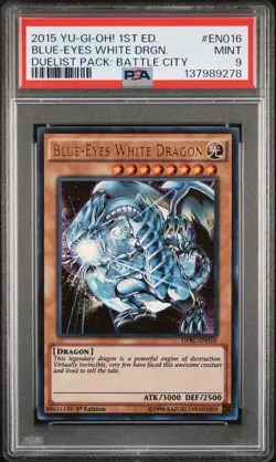2015 Yu-Gi-Oh! Blue-Eyes White Dragon DPBC 1st Edition Ultra Rare PSA 9 - Image 1