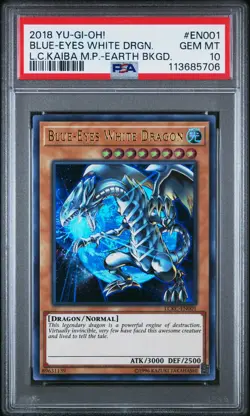 2018 YU-GI-OH! LEGEND COLL KAIBA MEGA PACK #EN001 BLUE-EYES WHITE DRAGON PSA 10 - Image 1