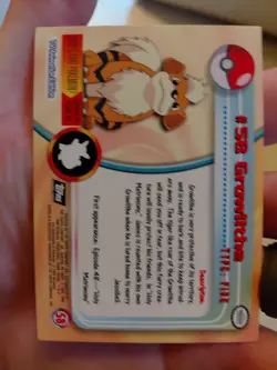 GROWLITHE #58 - NON-HOLO - SERIES 1 - TOPPS Pokemon Card - NM/LP - Image 2