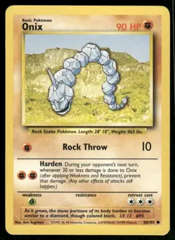 Onix 1999 Base Set Unlimited WOTC Vintage Pokemon Card 56/102 (LP) - Image 1