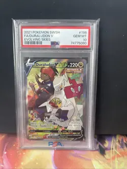Pokemon Duraludon V TCG Card 198/203 Evolving Skies Alternate Art PSA 10 - Image 1