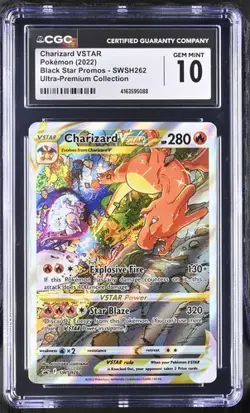 🔥🔥 CGC 10 Charizard VSTAR SWSH262 Premium Collection Black Star Promo Pokemon - Image 1