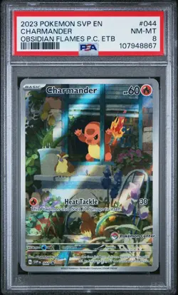 2023 POKEMON SVP OBSIDIAN FLAMES POKEMON CENTER ETB PROMO #044 CHARMANDER PSA 8 - Image 1