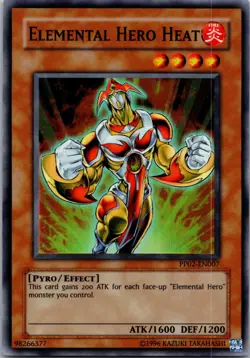 Yugioh Elemental Hero Heat PP02-EN007 Super Rare NM - Image 1