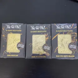 YUGIOH 24 Karat Gold Plated DARK MAGICIAN, DARK MAGICIAN GIRL, BLUE EYES DRAGON - Image 1