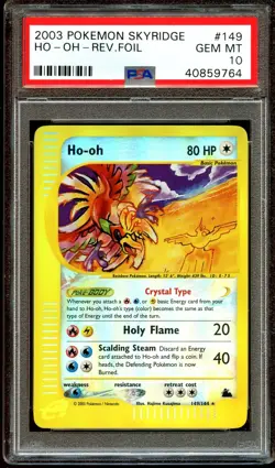 PSA 10 GEM MINT Ho-Oh 149/144 CRYSTAL REVERSE HOLO Skyridge Pokemon Card 764 - Image 1
