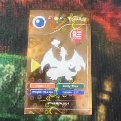 2024 Pokemon Pokedex Black Edition #006 Charizard Gold Heart Holo - Image 2