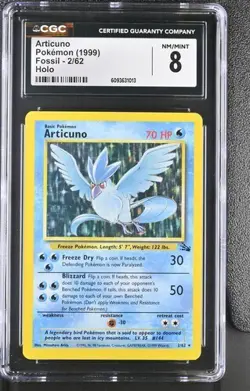 CGC 8 NM/MINT Articuno 2/62 Holo Fossil Pokemon Card 1999 - Image 1