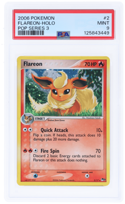 2006 Pokemon Pop Series 3 Flareon Holo #2 PSA 9 - Image 1