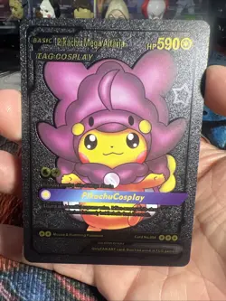 Pokemon Pikachu Mega Altaria Tag Cosplay Black Foil 🔥Fan Art 🔥 N/M - Image 1