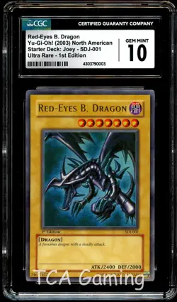 CGC 10 GEM MINT Red-Eyes B. Dragon SDJ-001 1st Edition ULTRA Yugioh Card 003 - Image 1