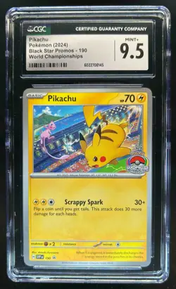 2024 Pokemon Pikachu Black Star Promo World Championships #190 CGC 9.5 - Image 1