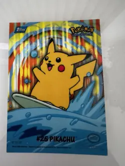 Pokemon Surfing Pikachu 25 8 of 10 Animation Series 2 Card Topps 2000 - Image 1