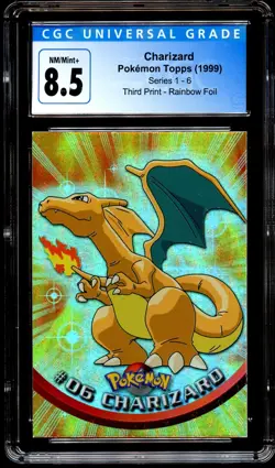 CGC 8.5 NM-MINT+ Charizard 06 TOPPS 3RD PRINT Series 1 RAINBOW Pokemon Card 009 - Image 1