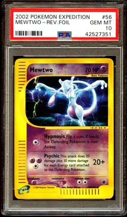 PSA 10 GEM MINT Mewtwo 56/165 REVERSE HOLO Expedition Pokemon Card 351 - Image 1