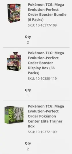 Pokemon Perfect Order 2x PKC ETB 1x Display Box 2x BB PRESALE SHIPS 3/28/26 - Image 1