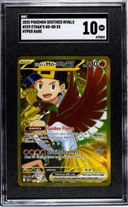 Pokemon TCG Ethan's Ho-Oh EX Gold Holo Card 239/182 Sv10 Graded 10 - Image 2