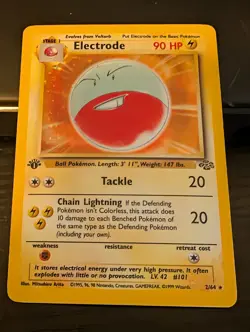 Electrode Holo Rare 1st Edition Jungle 02/64 90 HP Chain Lightning Pokemon - Image 1