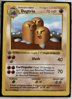 1999 Pokemon Dugtrio 1st Edition Shadowless 019/102 LP Lightly Played - Image 1