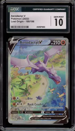 Pokemon Aerodactyl V Lost Origin Full Alt Art #180 CGC 10 Gem Mint - Image 1
