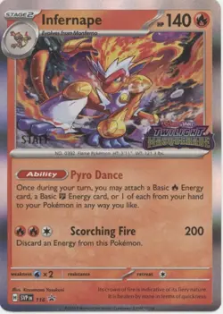 Infernape Pokemon Twilight Masquerade Staff Promo #116 - Image 1
