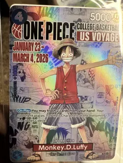 Monkey.D.Luffy P-055 College Basketball US Voyage Exclusive Promo English Sealed - Image 1