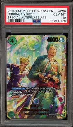 One Piece CCG Roronoa Zoro Special Alternate Art PRB02-006 PSA 10 Gem Mint - Image 1