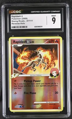 CGC 9 Rapidash 47/111 Reverse Holo Rising Rivals Pokemon Card - Image 1