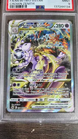 2023 POKEMON SWORD & SHIELD CROWN ZENITH #GG44/GG70 FA/MEWTWO VSTAR PSA 9 - Image 1