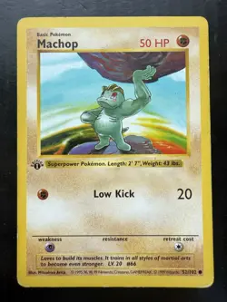 Pokemon 1st Edition Machop 052/102 Base Set Shadowless (MP) - Image 1