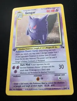Wizards of the Coast Gengar 1st Edition Holo Rare Fossil Pokemon Card 5/62 1999 - Image 1