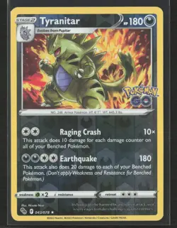 Tyranitar #043/078 Pokemon GO Holo Rare Reverse Holo Pokemon TCG - Image 1