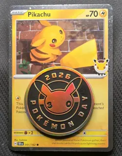 2026 Pikachu 051 Stamped Pokemon Day 30th Anniversary Promo with Coin NM! - Image 1