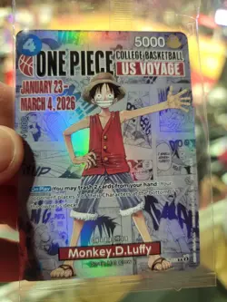 ONE PIECE Monkey.D.Luffy US College Basketball SEALED New Promo Card RUTGERS - Image 1