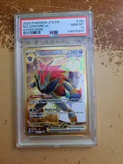 N's Zoroark EX Holo Hyper Rare Card 189/159 Sv09: Journey Together PSA 10 - Image 1