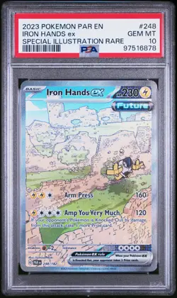 Pokemon Paradox Rift - IRON HANDS EX - SPECIAL ILLUSTRATION RARE 248/182 PSA 10 - Image 1