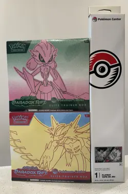 Pokemon Paradox Rift Elite Trainer Box Pokemon Center Exclusive Set of 2 + Mat - Image 1