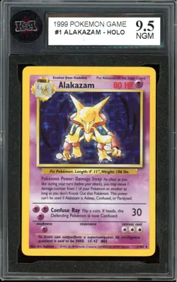 1999 Pokemon Base Set unlimited #1 Alakazam Holo KSA 9.5 NGM - Image 1