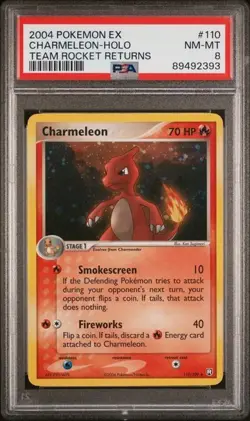 2004 Pokemon EX Team Rocket Returns Charmeleon Holo #110 PSA 8 NM-MT - Image 1