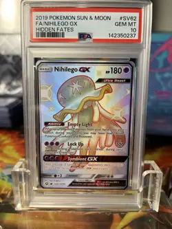Pokemon PSA 10 Nihilego GX Hidden Fates SV62 - Image 1