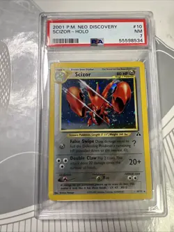 2001 Pokemon Neo Discovery Scizor Holo PSA 7 NM Graded Vintage WOTC - Image 1