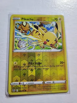Pikachu 049/195 Pokemon Silver Tempest Sword & Shield Reverse Holo - Image 1