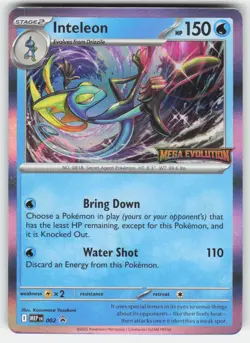 Inteleon 002 Prerelease Promo Mega Evolutions Pokemon NM - Image 1