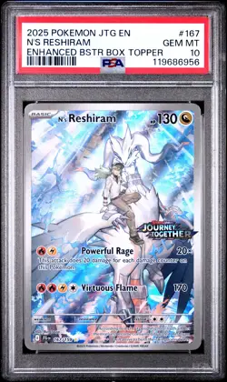 2025 POKEMON JTG EN-JOURNEY TOGETHER ENHANCED BOOSTER BOX N'S RESHIRAM PSA 10 - Image 1