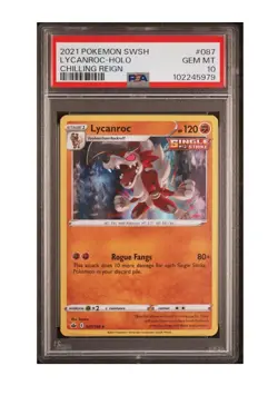 PSA 10 Gem 💎 Mint 2021 POKEMON SWORD & SHIELD CHILLING REIGN #087 LYCANROC HOLO - Image 1