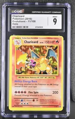CGC 9 CHARIZARD 11 XY EVOLUTIONS HOLO POKEMON MINT - Image 1